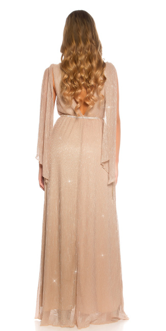 Red Carpet Greek Goddess Look gown Cappuccino